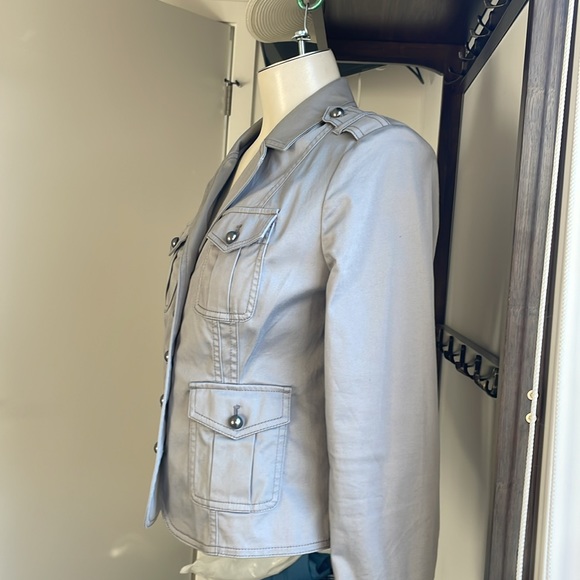 WHBM Gray  Military Jacket with pewter buttons - Picture 4 of 10